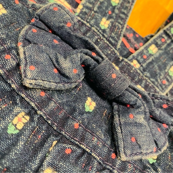 Vintage Osh Kosh B’Gosh Girl’s Embroidered Floral Denim Overall 2T - Union Tag - Picture 10 of 15